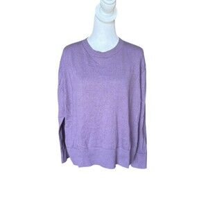 LL Bean Cotton Cashmere Sweater Crewneck Purple Womens Size Large Petite